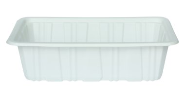 Beyaz plastik gıda izole konteyner beyaz kırpma yoluyla