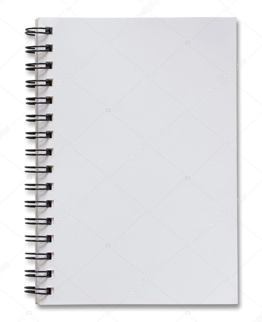 blank white spiral notebook isolated on white with clipping path