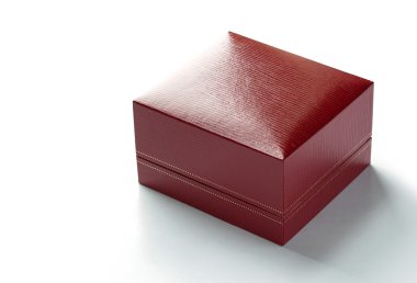 Beyaz arka plan üzerinde izole kırmızı deri kutu