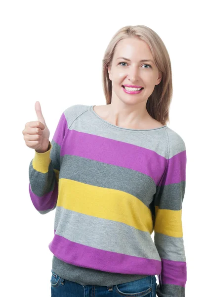 Retrato de rubia atractiva aislada sobre un fondo blanco — Foto de Stock