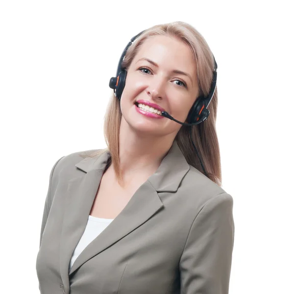 Operador de telefone isolado em fundo branco — Fotografia de Stock