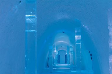 Jukkasjarvi, Sweden - January 04, 2021 : Art  in the IceHotel in Jukkasjarvi near Kiruna Sweden