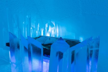 Jukkasjarvi, Sweden - January 04, 2021 : Art  in the IceHotel in Jukkasjarvi near Kiruna Sweden