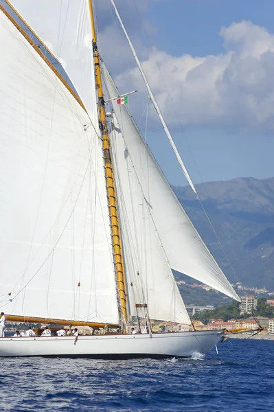 Gamla segelbåt under en regatta på panerai classic yac — Stockfoto