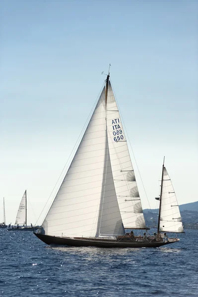 Ancient sailing boat during a regatta at the Panerai Classic Yac — Stock Photo, Image