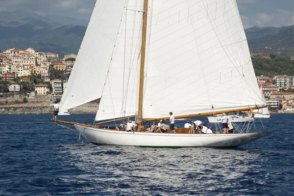 Gamla segelbåt under en regatta på panerai classic yac — Stockfoto