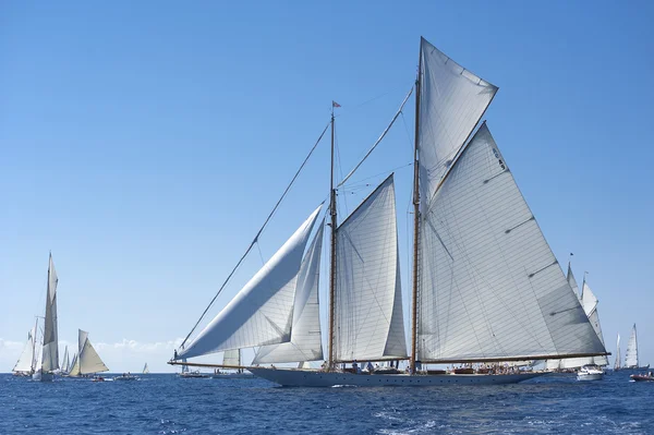 Gamla segelbåt under en regatta på panerai classic yac — Stockfoto