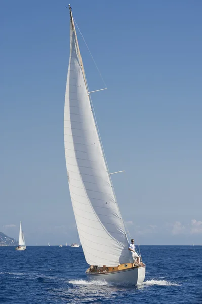 Gamla segelbåt under en regatta på panerai classic yac — Stockfoto