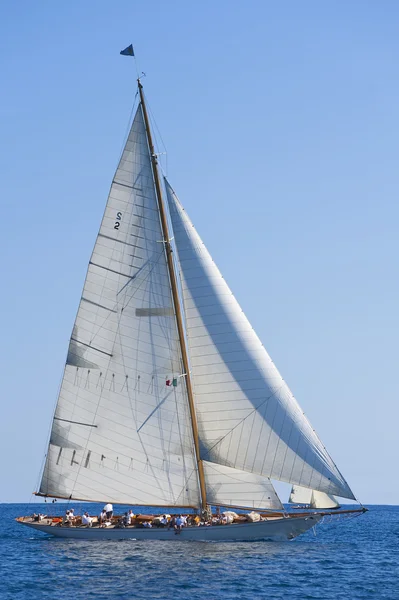 Oude zeilboot tijdens een regatta op de klassieke yac panerai — Stok fotoğraf