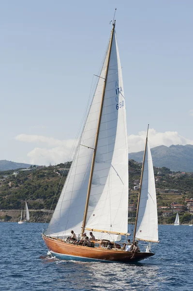 Ancient sailing boat during a regatta at the Panerai Classic Yac — Stock Photo, Image