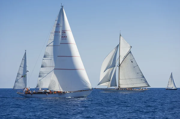 Gamla segelbåt under en regatta på panerai classic yac — Stockfoto