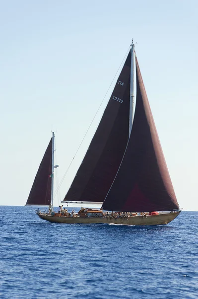 Ancient sailing boat during a regatta at the Panerai Classic Yac Stock Picture
