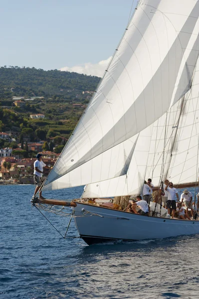 Gamla segelbåt under en regatta på panerai classic yac — Stockfoto