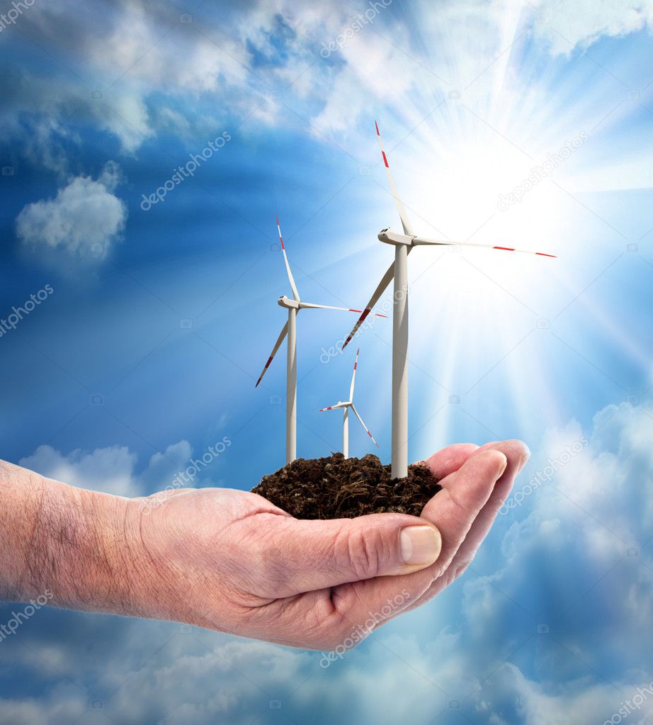 Eco power, wind turbines in the hand