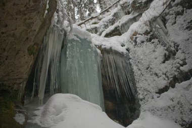 Dondurucu şelaleye yakın çekim, Brtniky, Çek Cumhuriyeti