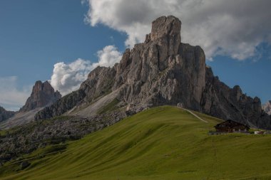 Trentino 'daki Dolomiti Dağı' ndaki manzara ormanı.