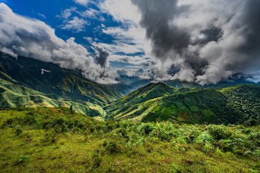 Mu Cang Chai, Kuzey Vietnam, Sapa yakınlarındaki pirinç tarlası manzaralı.