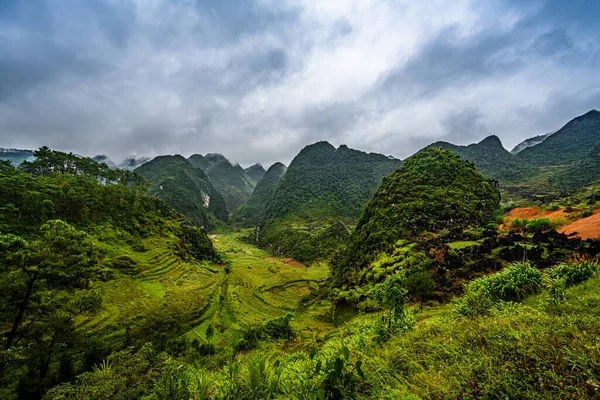 Mountain Road Beautiful Valley Giang Province Vietnam — Stock Photo, Image