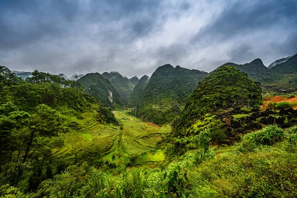 Mountain Road Beautiful Valley Giang Province Vietnam — Stock Photo, Image