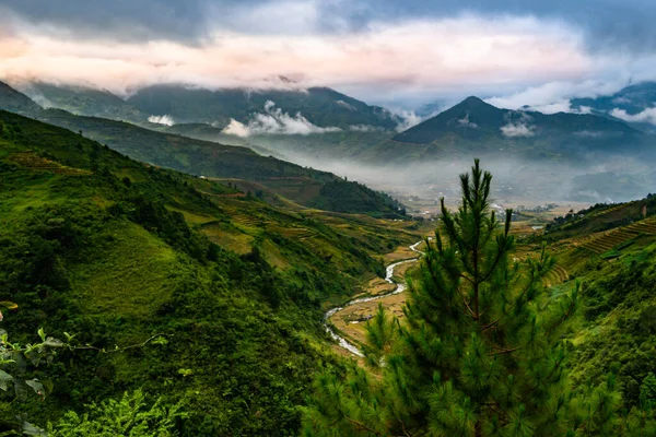 Mountain Road Beautiful Valley Giang Province Vietnam — Stock Photo, Image