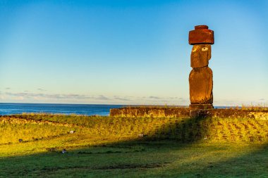 Paskalya Adası 'ndaki Rano Raraku Volkanı' ndaki Moai heykelleri, Rapa Nui Ulusal Parkı, Şili