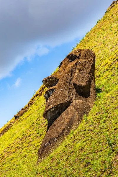 Moai Statuen Rano Raraku Vulkan Auf Der Osterinsel Rapa Nui — Stockfoto