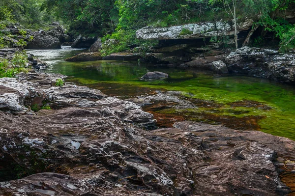 Der Regenbogenfluss Oder Fluss Der Fünf Farben Ist Kolumbien Einer — Stockfoto