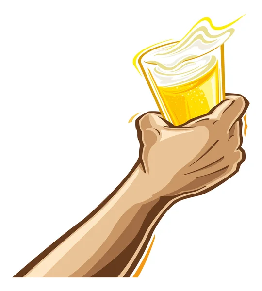 Illustration der Hand mit Bier — Stockvektor