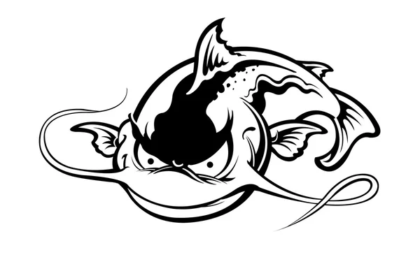 Siyah kedi balığı karakter — Stok Vektör