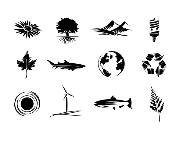 Icônes éco, nature, environnement — Image vectorielle