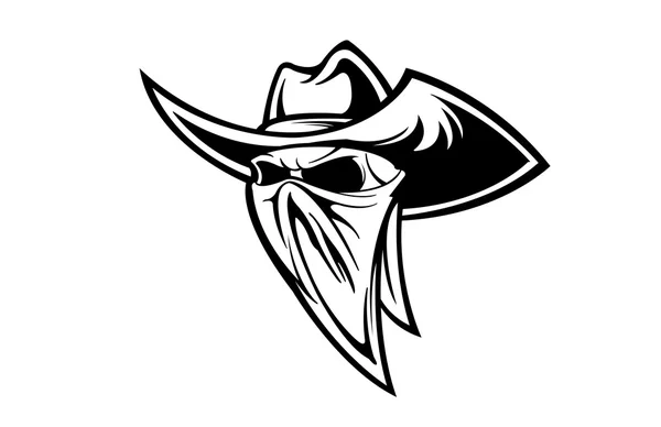 Cráneo de vaquero aterrador — Vector de stock