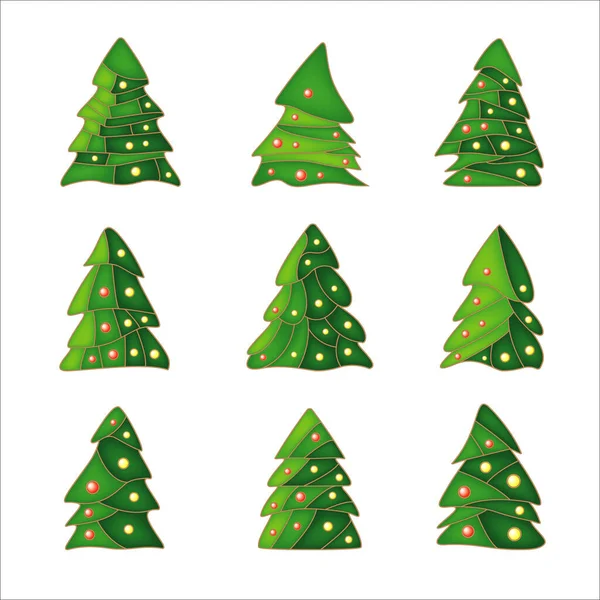 Vector image of Christmas trees as icons — Stock Vector