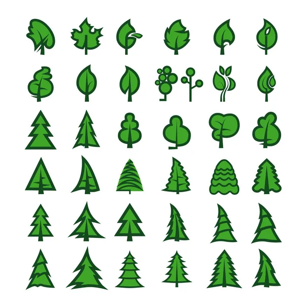 Des arbres. Collection d'éléments de design. Ensemble d'icônes. — Image vectorielle