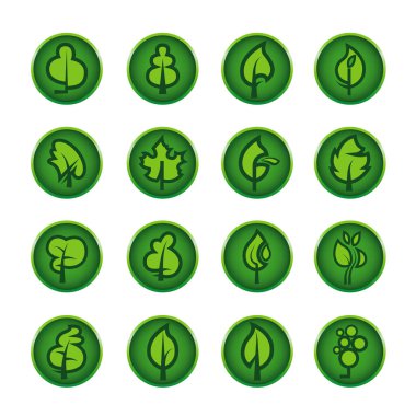 Ağaçlar. Tasarım elementleri koleksiyonu. Simgeler ayarlandı.