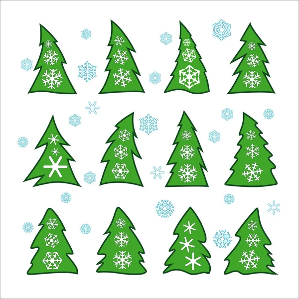 Vector image of Christmas trees as icons — Stock Vector