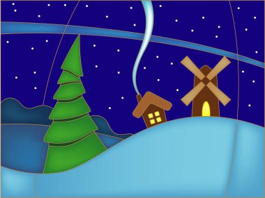 Yeni yıl ve Noel tatili için tebrik kartı.