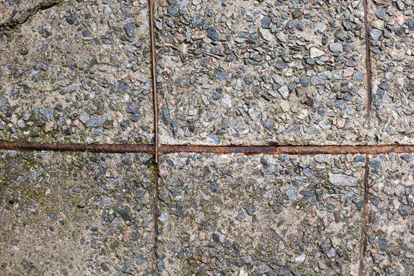Alte Betonplatte Mit Eisenbewehrung Als Struktur Und Hintergrund Für Die — Stockfoto