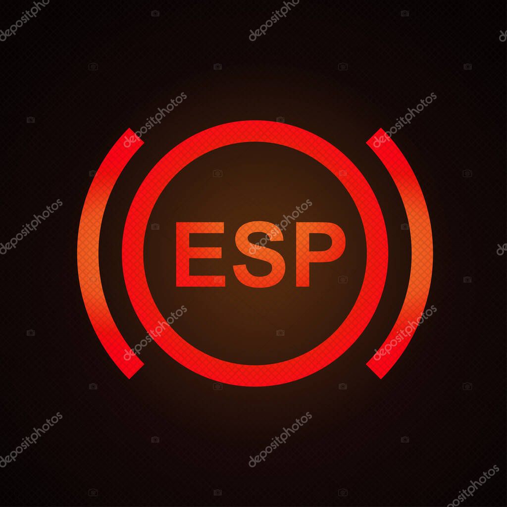 ESP warning light vector illustration,electronic stability program.