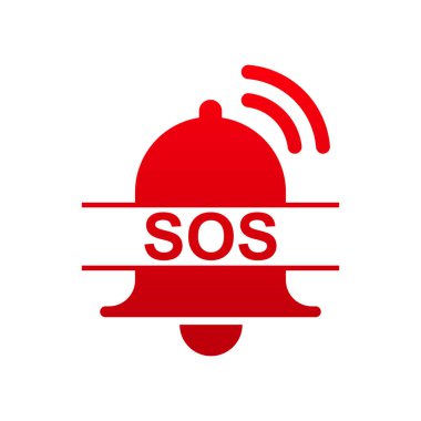 Sos simgesi beyaz arkaplan vektör resimlemesinde izole.