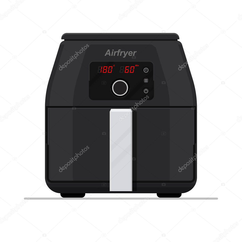Air fryer kitchen vector flat design isolated on white background.