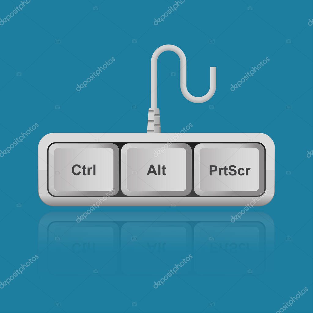 Ctrl, Alt, PrtScr keyboard keys isolated on background vector illustration,shortcut for print screen monitor.
