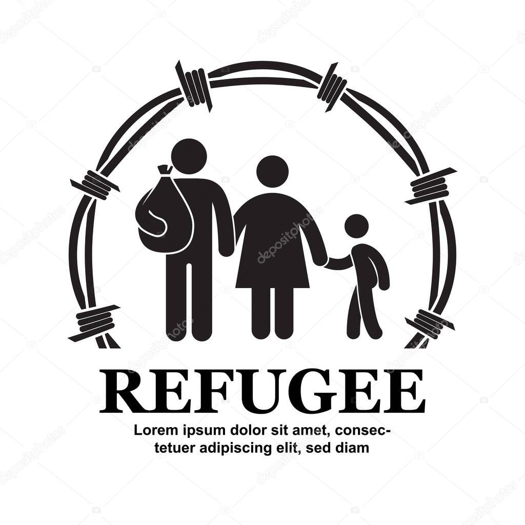 Refugee icon symbol isolated on white background vector illustration.