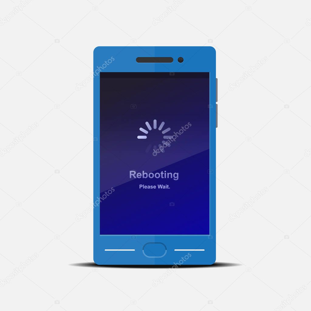 Smartphone slowly rebooting isolated on white background vector illustration.