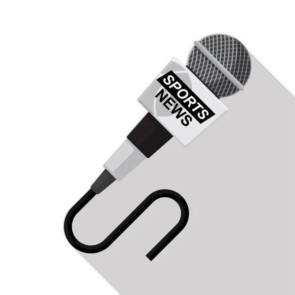 Microphone Sports News Isolated White Background Vector Illustration — Stock Vector