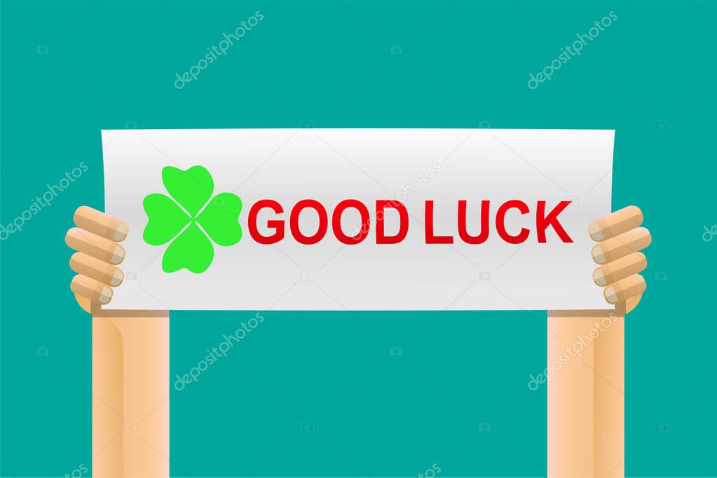 Hand holding good luck sign vector illustration.