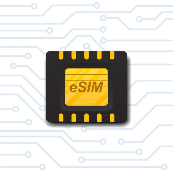 Esim組み込みのSimカードのアイコンは 背景ベクトルイラスト上に隔離 — ストックベクタ