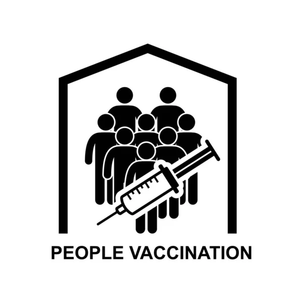 Иконка Вакцинации Людей Изолирована Белом Фоне — стоковый вектор