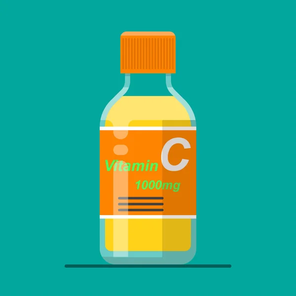 Botella Vitamina Aislada Ilustración Del Vector Fondo — Vector de stock