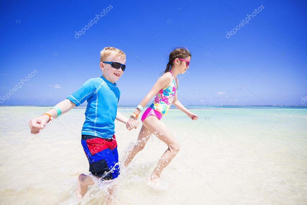 Happy Kids on a Beach