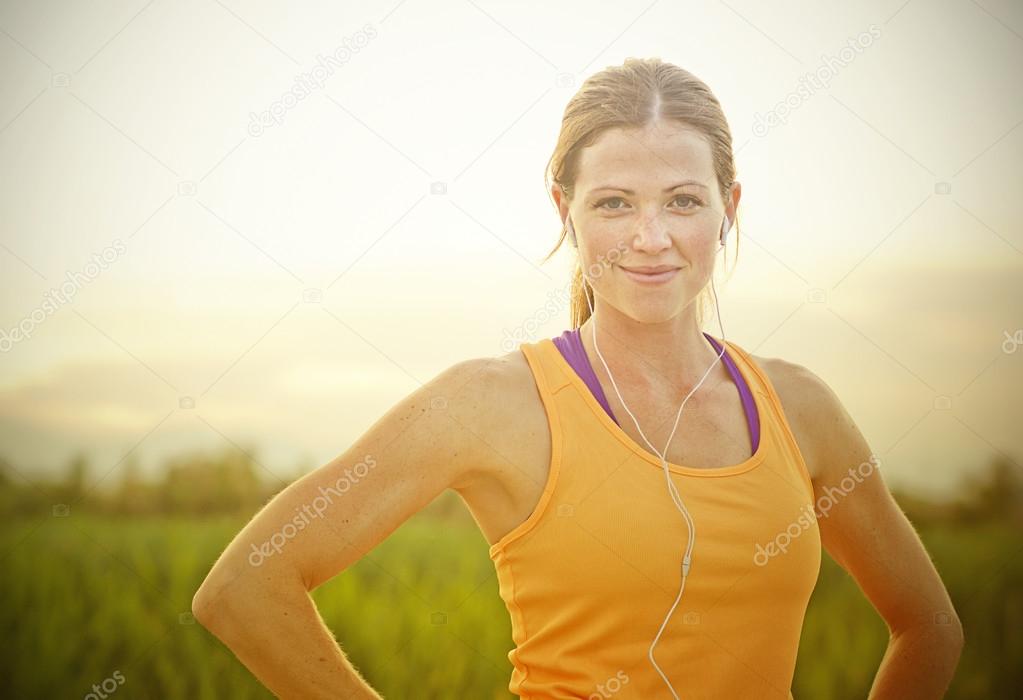 Female runner ready to run outdoors.